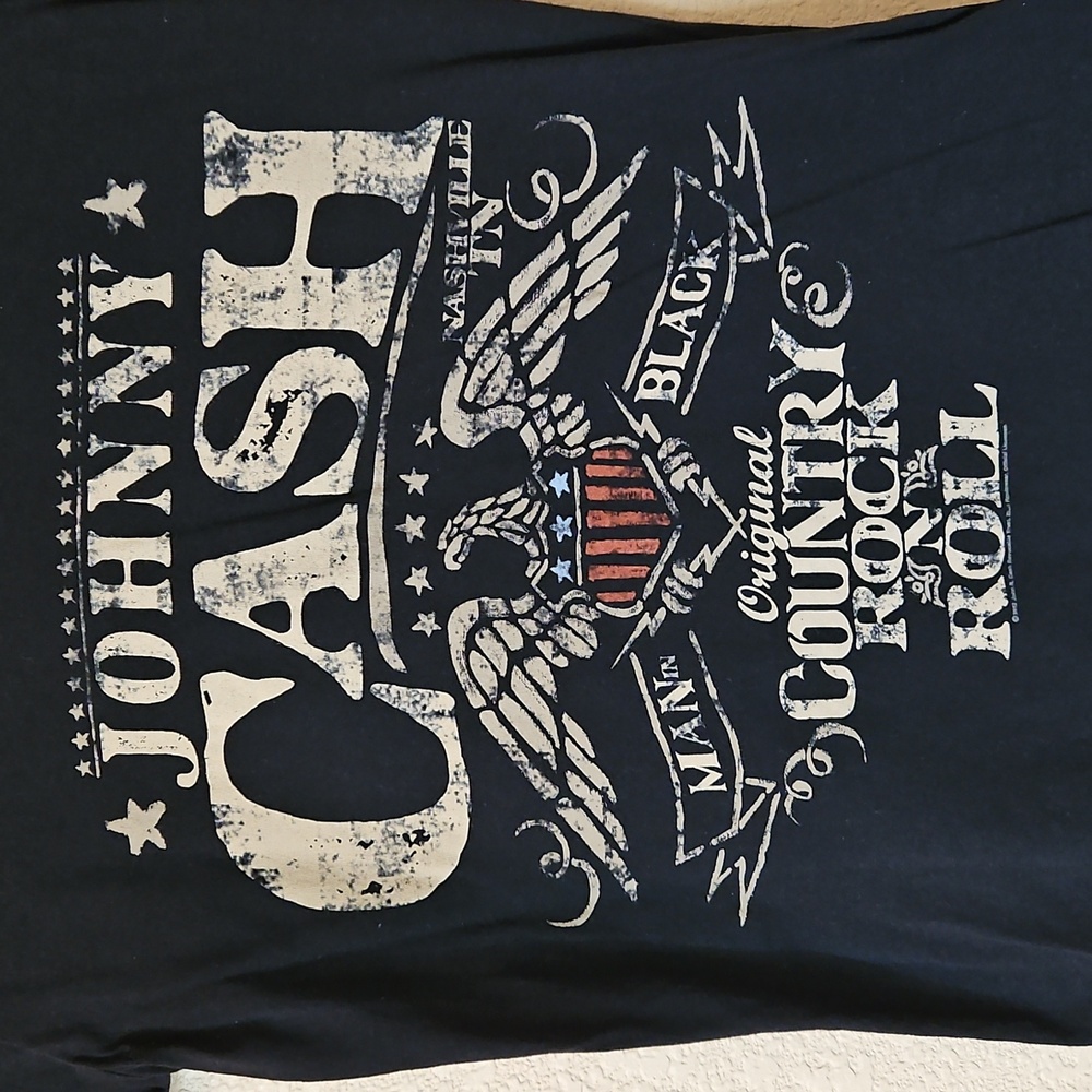 Johnny Cash Man in Black V-neck Tee-American Eagle